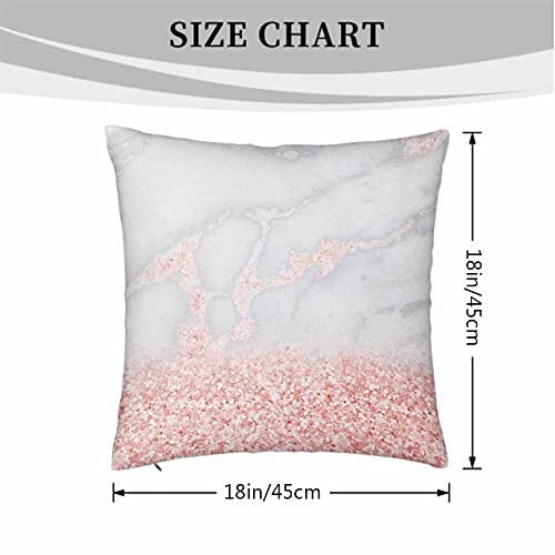 Beabes Throw Pillow Covers Sparkly Pink Rose Gold Glitter Marble Texture Set Of 2 Decorative,Soft Square Cushion Pillowcase For Couch Sofa Bed 18X18 Inch/45X45 Cm #TOP3