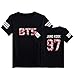 ShallGood Camiseta Unisex KPOP Tops Camiseta Estampada Tops Tops Floral Suga Jin Jimin Jung Kook J-Hope Rap-Monster V Hombres y Mujeres T-Shirt Camisetas Tops Jung Kook Negro ES 36