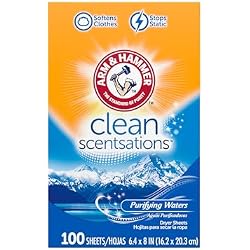 1 of ARM & HAMMER Fabric Softener Sheets, 100 sheets, Purifying Waters