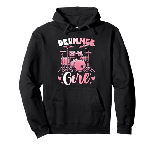 Drummer Girl - Cool Drums Design Drumming Pullover Hoodie