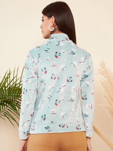 Image of Modeve Floral Printed Stand Collar Lightweight Tailored Jacket