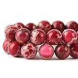 8mm Red Sea Sediment Imperial Jasper Round Gemstone Natural Stone Loose Beads for Jewelry Making Design Crafts 45 Pcs 15 Inch