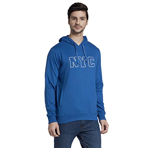 Image of Parx Solid Dark Blue Coloured Cotton Blend Sweatshirt (Size:-44)