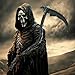Spooktacular Creations Grim Reaper Scythe Prop, Grim Reaper Faux Scythe Blade Weapon Costume, Sickle Toy Accessories for Adult or Kids Pretend and Play, Halloween Dress Up Party Black
