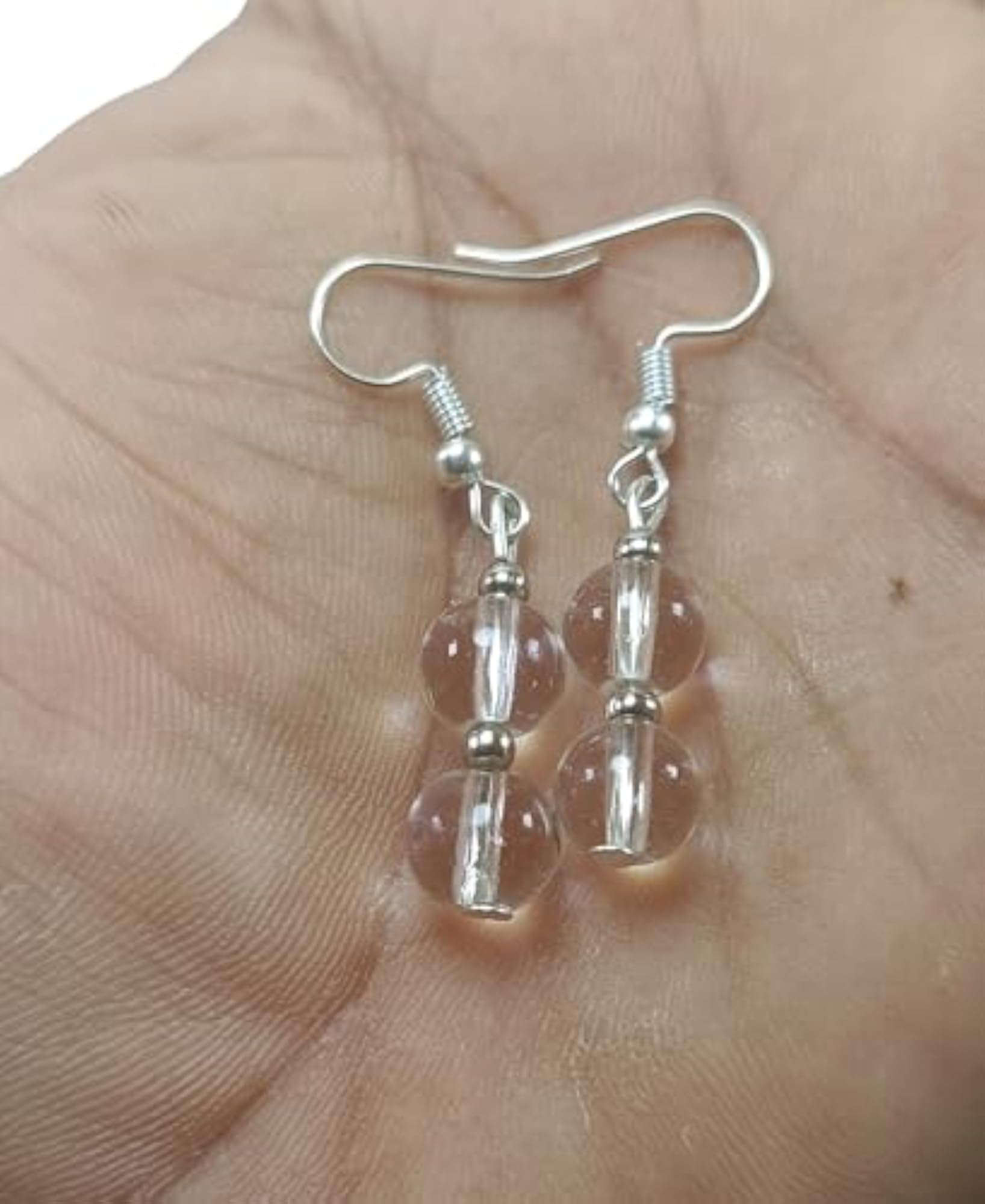 Women's Clear Crystal Round Bead Healing Earrings Set