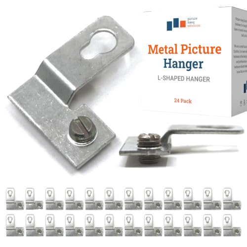 Image of PHS Metal Picture Hanger for Aluminum Framing - L Shaped D Ring Hangers with Screws - Frame Hooks for Back of Frame - Picture Framing Hardware - 24 Pcs