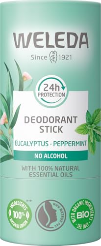 Weleda Deodorante Stick 24h Eucalipto-Menta Piperita, deodorante solido per 24h di protezione, formula senza alcool, 100% di origine naturale (1x50g)