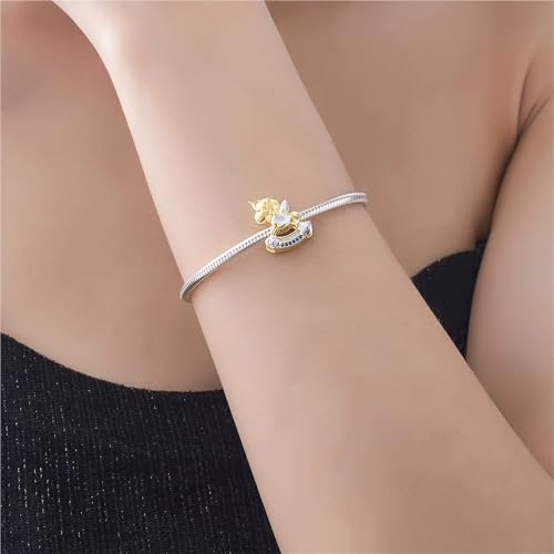 Dije de caballito balancín unicornio de plata ley S925 para pulseras de mujer 2