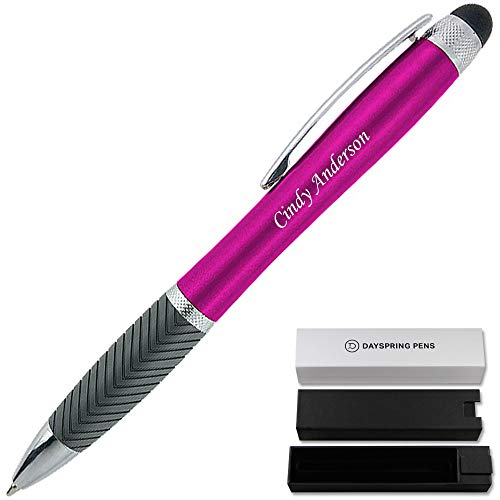 Dayspring Pens Personalized Pen | Pink/Violet Lumen Light Up Pens. Name Lights Up. - Engraved/Personalized Light Up Gift Pen. Customized Fast Name Lights Up When You Click The Stylus.