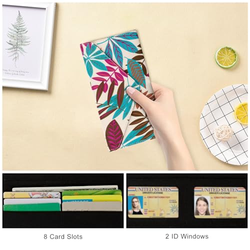 HAWEE Card Wallet for Women Envelope Style, Ultra Slim Credit Card Case with Coin Pocket, 2 ID Window, Magenta Maple — view 6