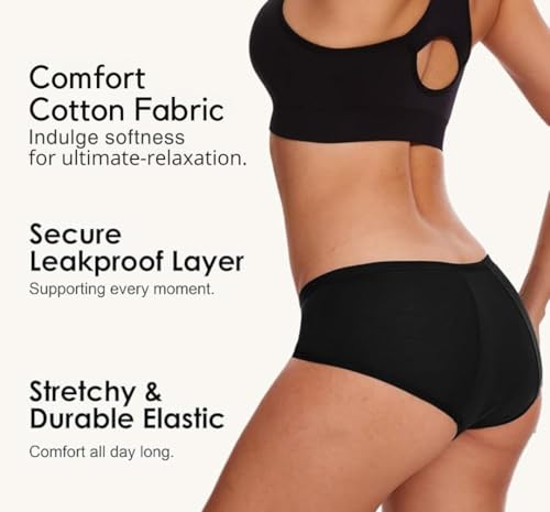 Image of GLAMORAS Cotton Reusable Period Panty for Women | No Stain, Leak Proof, Comfortable Period Panties | No Pads Period Underwear Suitable for Medium to Heavy Flow - (Pack of 2)