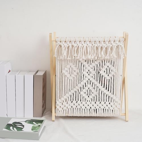 Revistero de macramé boho para organizar libros y prensa 6