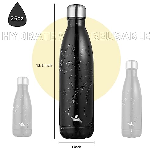 Image of Konokyo Insulated Water Bottles,25 oz Double Wall Stainless Steel Vacumm Metal Flask for Sports Travel,Marble Midnight