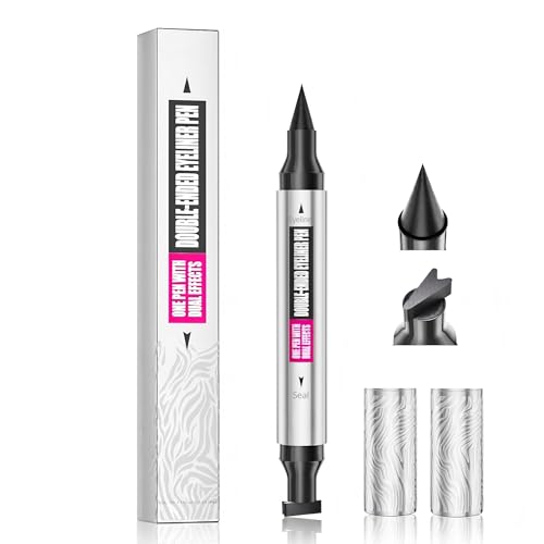 2-in-1 Sello Delineador de Ojos Doble Punta Negro, Delineador Líquido Resistente al Agua y Anti-Manchas para Cat Eye Simétrico, Maquillaje de Larga Duración con Lápiz Preciso