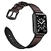 OUHENG Leather Bands Compatible with Apple Watch Band 49mm/46mm/45mm/44mm/42mm, Leather Rubber Hybrid Strap for iWatch Ultra 3/2/1 Series 11 10 9 8 7 6 5 4 3 2 1 SE 3/2/1, Dark Brown/Black