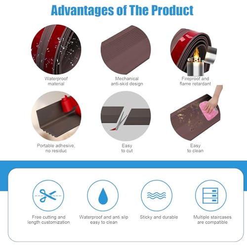 Treppenkantenprofil, 2M/5M Selbstklebend PVC Treppenkanten-Schutzprofil, Wasserdicht Rutschfest L-Form Treppenkantenschutz, für Außen- und Innenbereich (Braun, 5m X 10.8cm)