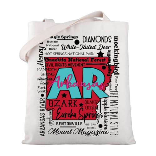 WSNANG Arkansas Travel Tote Bag Arkansas State Map Shoulder Bag Arkansas Vacation Souvenirs Gift Arkansas Tourism Gift (Arkansas TB)