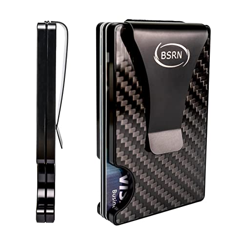 Minimalist Wallet for Men Carbon Fiber Aluminum Card Holder Money Clip RFID Blocking Slim Front Pocket Wallets