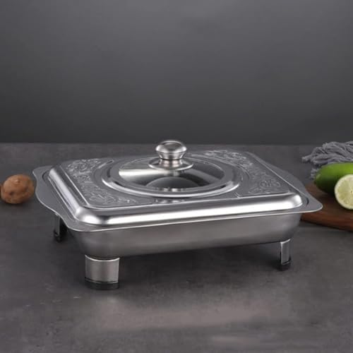 Image of Stainless Steel Buffet Dish Rectangular Chafing Food Tray Chafer Pan with Lid Steam Table Pan for Wedding Parties Banquet Catering Events Chafing Dish for Parties Buffet