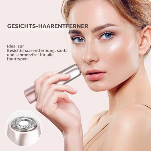 2-in-1 elektrisches Rasiergerät für Damen: schmerzfreie Gesichts- und Nasenhaartrimmer...