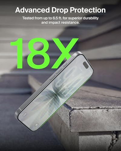 Image of Belkin EZ Align iPhone 17, 16 Pro Tempered Glass Screen Protector Guard, Anti-Reflective Screen Protector, InvisiGlass Scratch-Resistant