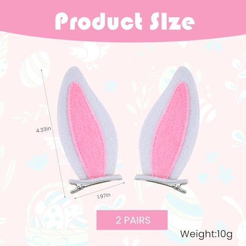4PCS Easter Bunny Ears Hair Clips 4 Inch Bunny Ears Hair Barrettes Alligator Clips for Girls Women Rabbit Easter Hai-r Accessories Party Supplies White image 4