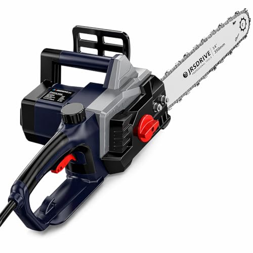 Image of Electric Chainsaw 14 Inch 350mm Guide Bar, 8500 RPM High Power Motor, Tool-Free Chain Tensioning, Safety Lock-Off Switch, Lightweight Wood Cutting Machine for DIY, Gardening & Firewood (ECHS-400N)