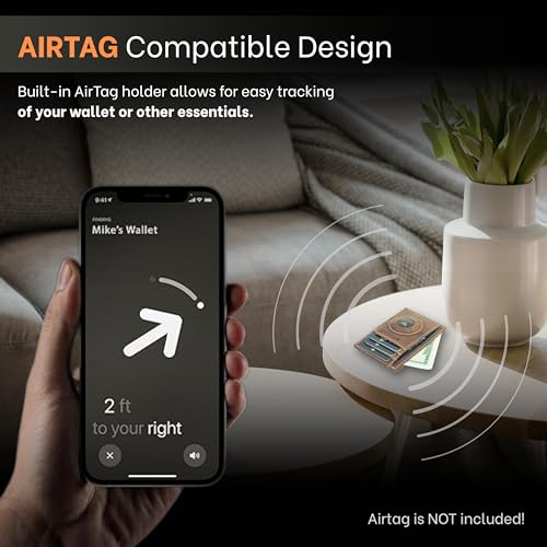 AirTag Wallet for Men – Slim RFID Blocking Leather Wallet with Built-in AirTag Holder, Holds 8 Cards, ID Window, Premium Full Grain Leather, Minimalist Front Pocket Wallet4