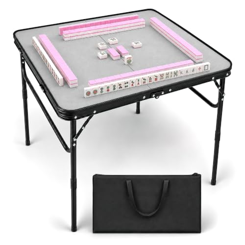 Image of 33.2" Folding Mahjong Table, Card, Domino, Poker & Board Game Table (Gray)