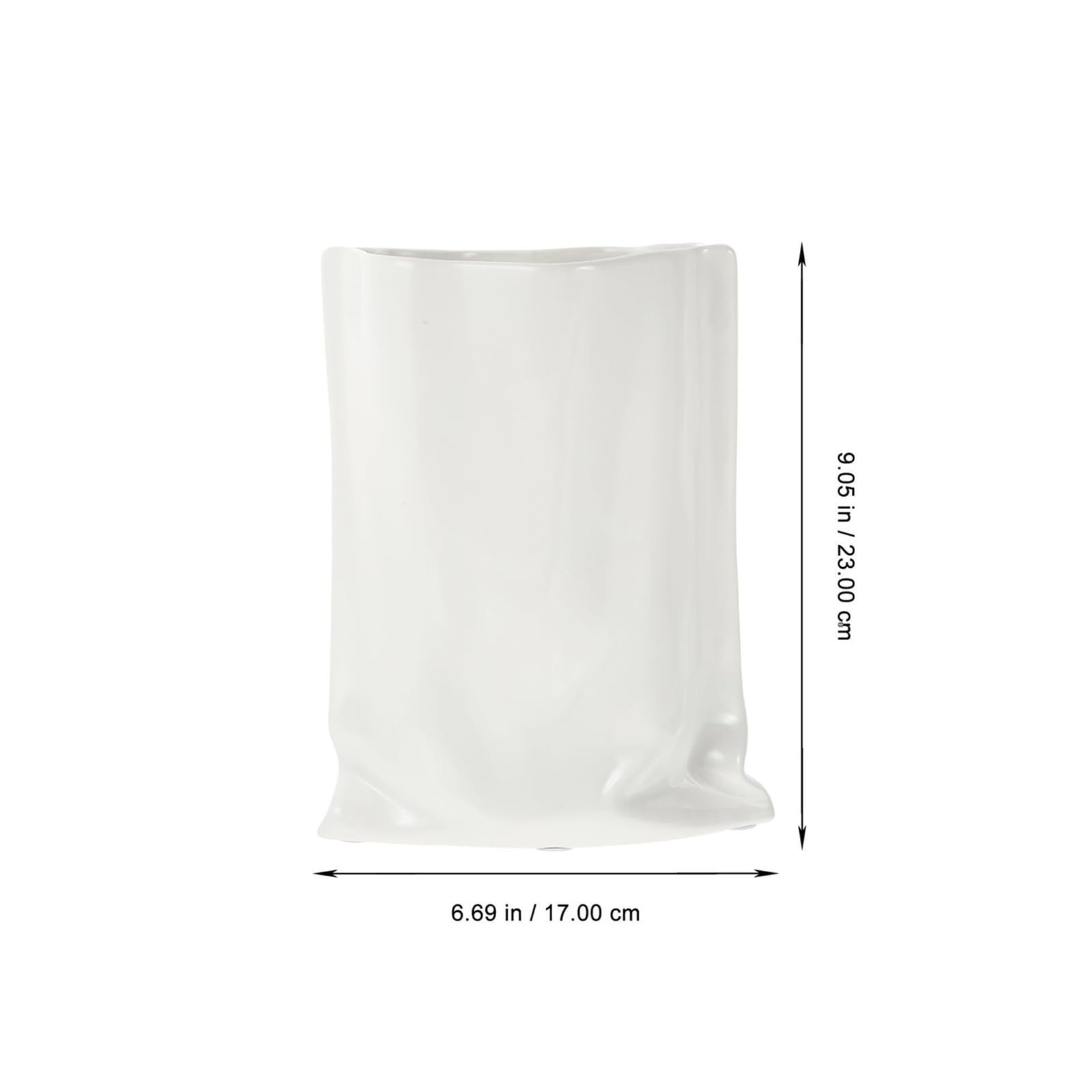 Vasen für die Wohnzimmerdekoration Keramikvase, milchweiß, Desktop-Blumenbehälter, Ornament, kreative faltige Taschenform Fürs Wohnzimmer
