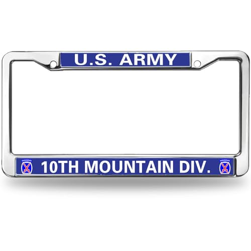 Image of 10th Mountain Division Easy Installation License Plate Frame Military Mountain Pride License Plate Frame for Veterans