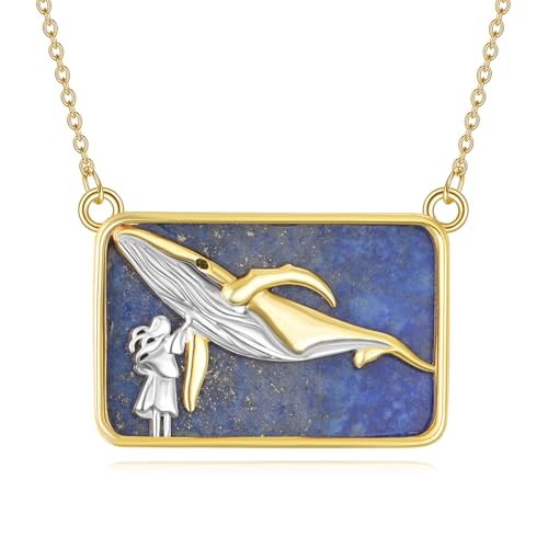 Pendentif Lapis Lazuli loup en argent sterling plaqué or, collier animalier tendance pour femme