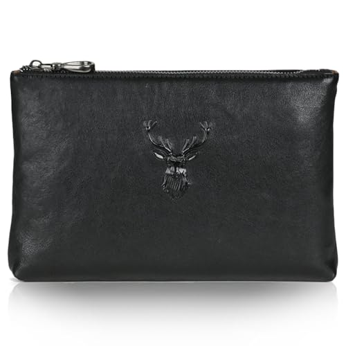 Vegetable Tanned Leather Clutch Bag for Men Multipurpose Business Handbag Luxurious Wristlet Wallet for 9.7