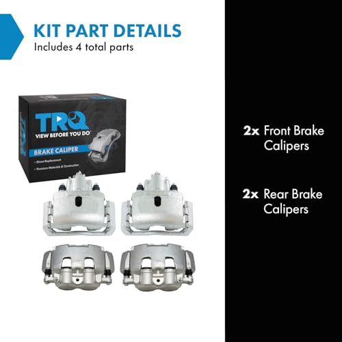 Image of TRQ Front and Rear Brake Caliper Set Zinc Coated Brackets Compatible with 2006-2008 Dodge Ram 1500