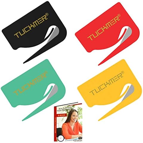 Letter Opener Envelope Slitter - Mail Opener for Women, Men, Office, Home & Business Travelers - Openers with Safety Concealed Razor Blade and Guiding Tip for Perfect Cut - Set of 4 (Colors) Cover
