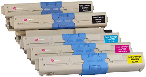 5 Tóners compatibles para Oki C310dn C330dn C510dn C511dn C530dn C531dn MC351 MC352dn MC361 MC361dn MC362dn MC561 MC561dn MC562dn MC562dnw | Negro: 3500 páginas & Cian/Magenta/Amarillo: 2000 páginas