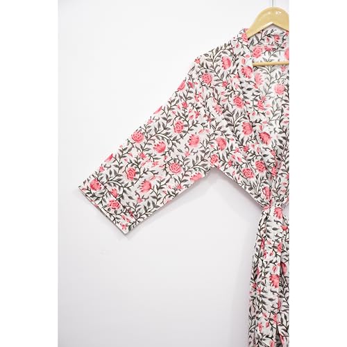 Image of Hand block print Cotton Kimono bikini cover up,Indian Hand block print Cotton Bath Robe,Swim Wear,Nighrwere Dressing Gown