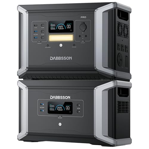 Dabbsson Portable Power Station DBS2100Pro with 1x DBS2100B Expansion Battery,4300Wh 2400W Rated,NEMA TT-30,100W USB-C,Support AC&Solar Charging Together,EPS 15ms,Solar Generator for Home RV,2024 New