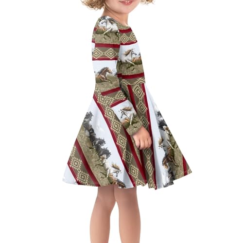 Long Sleeve Dress for Girls Kids Swing Twirly Skater Dresses 2-14 Years Old4