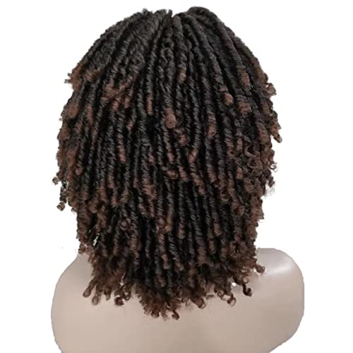 Estilar Short Dreadlock Wigs For Black Women Afro Curly Twist Wigs Braiding Synthetic Wig Heat Resistant Fiber Breathable Faux Locs Braids Hair Wigs With Curly Ends Crochet Braided Wigs African Hairstyle (T1B/30) #TOP3