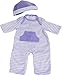 JC Toys | 4 Assorted Baby Doll Rompers and Hats | Pink + Blue + Light Pink + Purple | | Ages 2+ | Fits Dolls 10