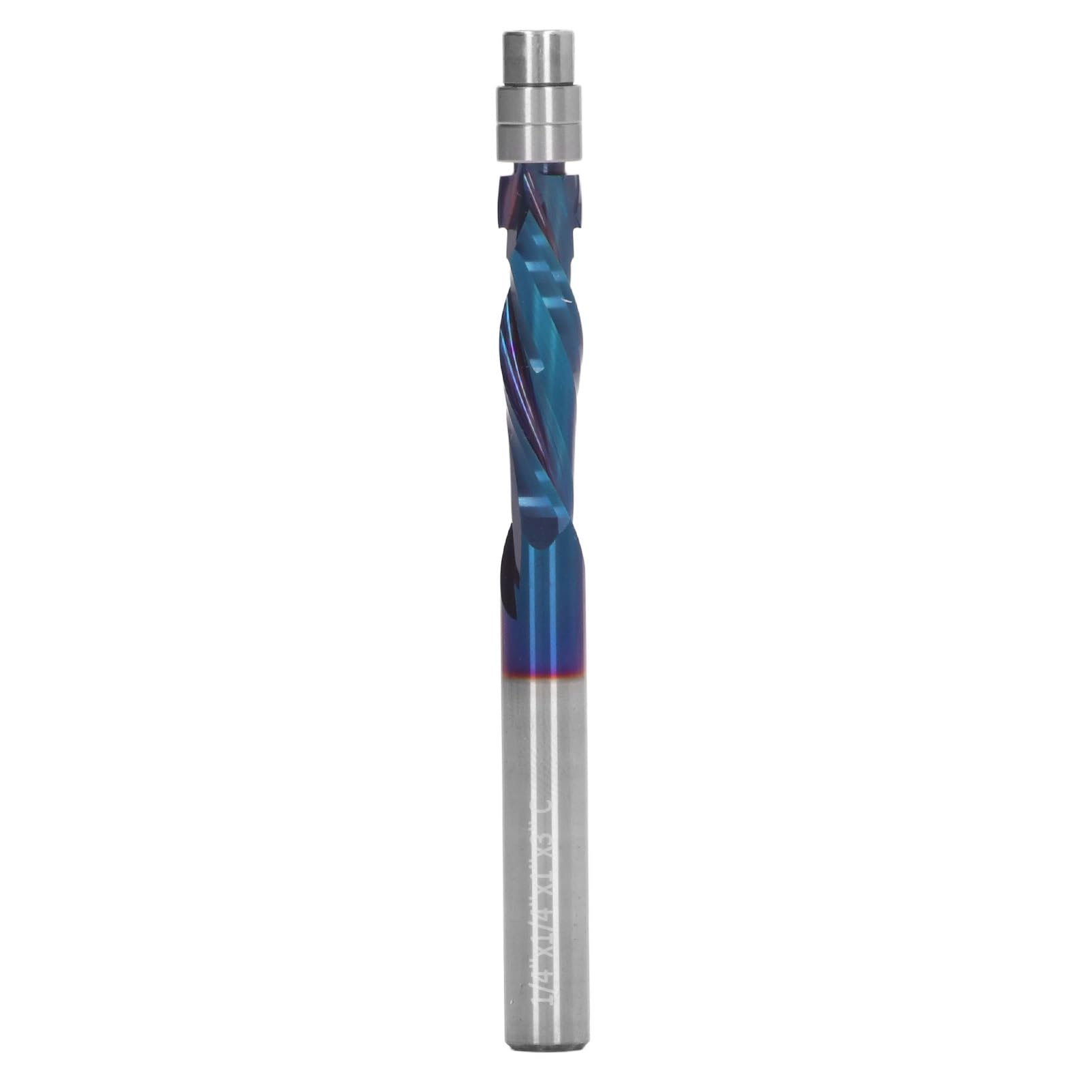 1/4in Carbide Flush Trim Router Bit with Bearing, Woodworking Milling Cutter, Ideal for Oak, MDF, and Hardwood