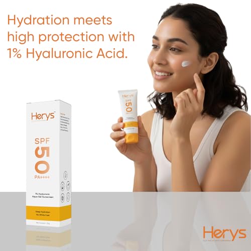 Image of Herys 4% Aha Bha Underarm Roll On | 50Ml + 1% Hyaluronic Sunscreen Aqua Gel SPF 50 PA++++ | 50 g