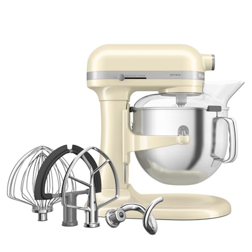 KitchenAid Robot de Cocina - Artisan - Batidora amasadora multifunción con bol elevable de Acero Inoxidable 6,6 L - Batidora de repostería con 5 accesorios - Almendra