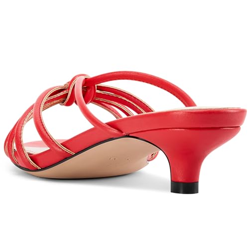 Image of TNYNFBEB Womens Sandals Mules Low Kitten Heel Open Toe Shoes Slip-on Slingback Prom Party Dress Summer 1.4 Inches Heels