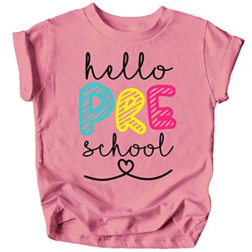 Olive Loves Apple Hello Preschool First Day of School Gift Back to School Mauve Shirt 12M