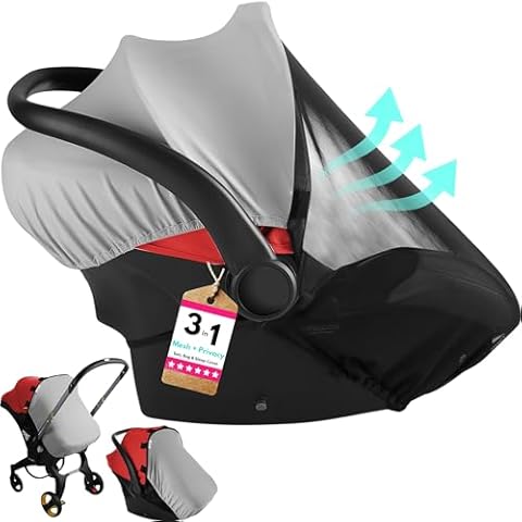 Car Seat Cover Baby - Infant Newborn Carseat Cover for Summer - Doona Car Seat Cover - Mosquito Net for Car Seat - Breathable Sunshade Extension Canopy Bug Protector Cover