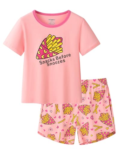 Pajamas for Girls Summer Short Sleeve and Dot Short Pants PJS Set Big Kids Loungewear Size 6-16