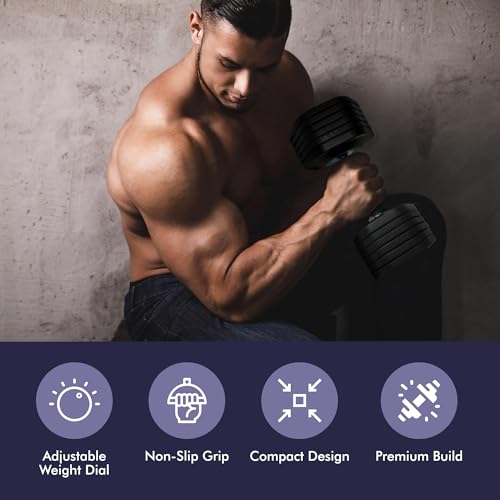 Kayman Adjustable Dumbbell Pair 2x12kg, Powerblock 12-in-1 Weight Set with Quick Radial Dial System, Adjustable Dumbbells Set Strong Grip Workouts & Strength Training dumbells for Home, Gym Fitnes - Image 6