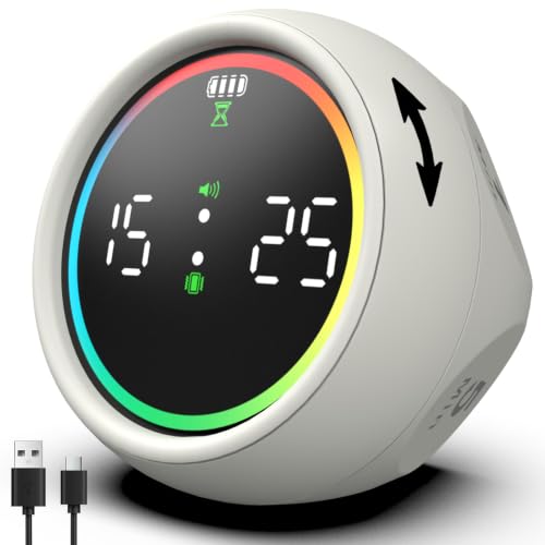 Image of Pomodoro Timer Cube, Desk Timer for Productivity with 1, 5, 10 Min Preset Countdown, Stopwatch and Custom Countdown, for Kids, ADHD, Study, Work, Fitness, Cooking (White)